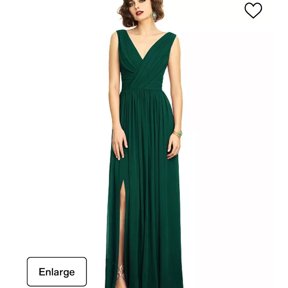 NEW Dessy Collection Shirred Chiffon Hunter Green Gown